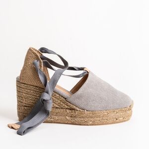 Castaner Campesina Tan and Gray Espadrille Wedge Shoes Size EU 40